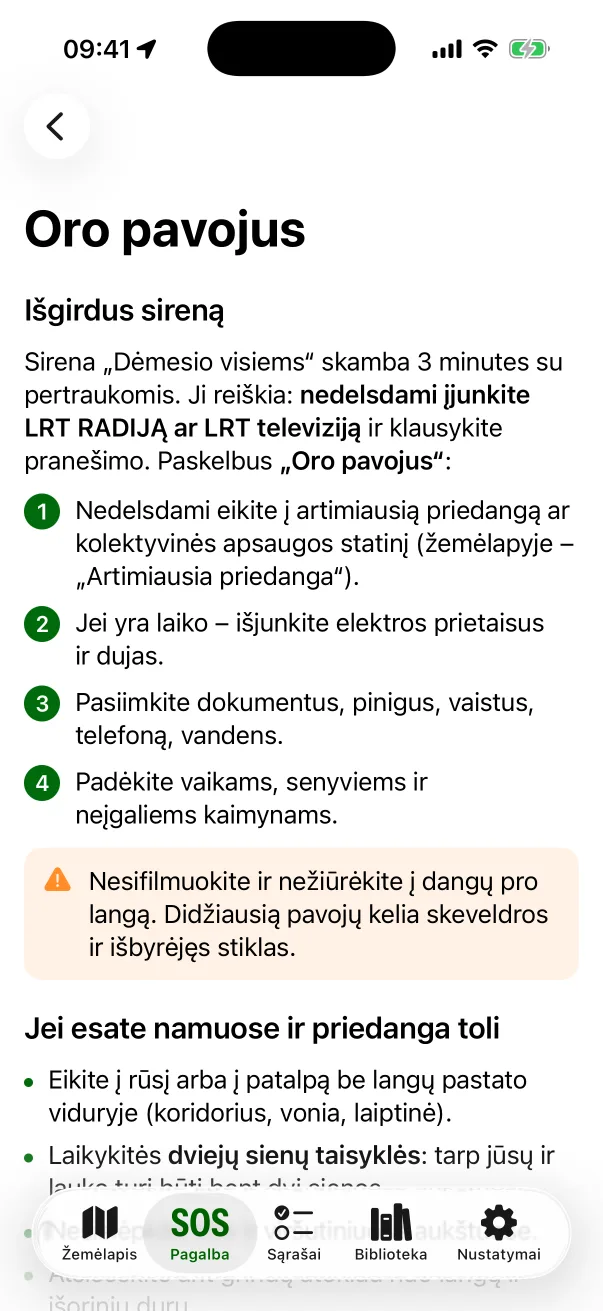 Gidas „Oro pavojus“: ką daryti išgirdus sireną